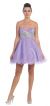 Strapless Floral Beaded Bust Short Tulle Party Dress in Lilac